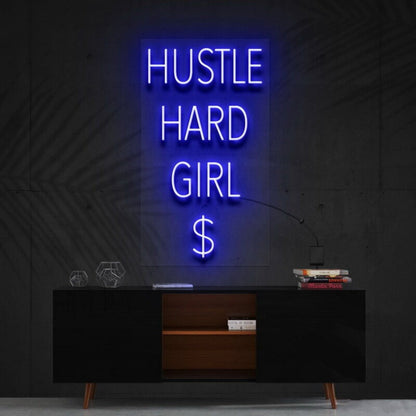 Hustle Hard Girl Led Neon Sign For Motivational Spaces - Shineneon