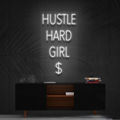 Hustle Hard Girl Led Neon Sign For Motivational Spaces - Shineneon