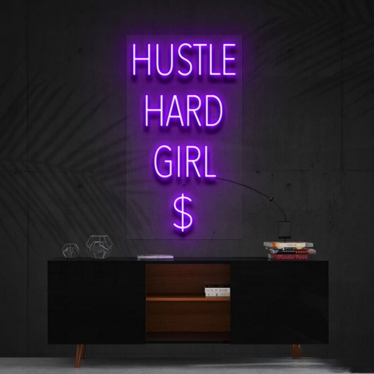 Hustle Hard Girl Led Neon Sign For Motivational Spaces - Shineneon