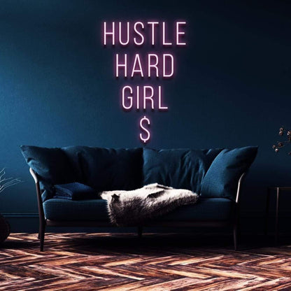 Hustle Hard Girl Pink Led Neon Sign For Home Decor | Shineneon