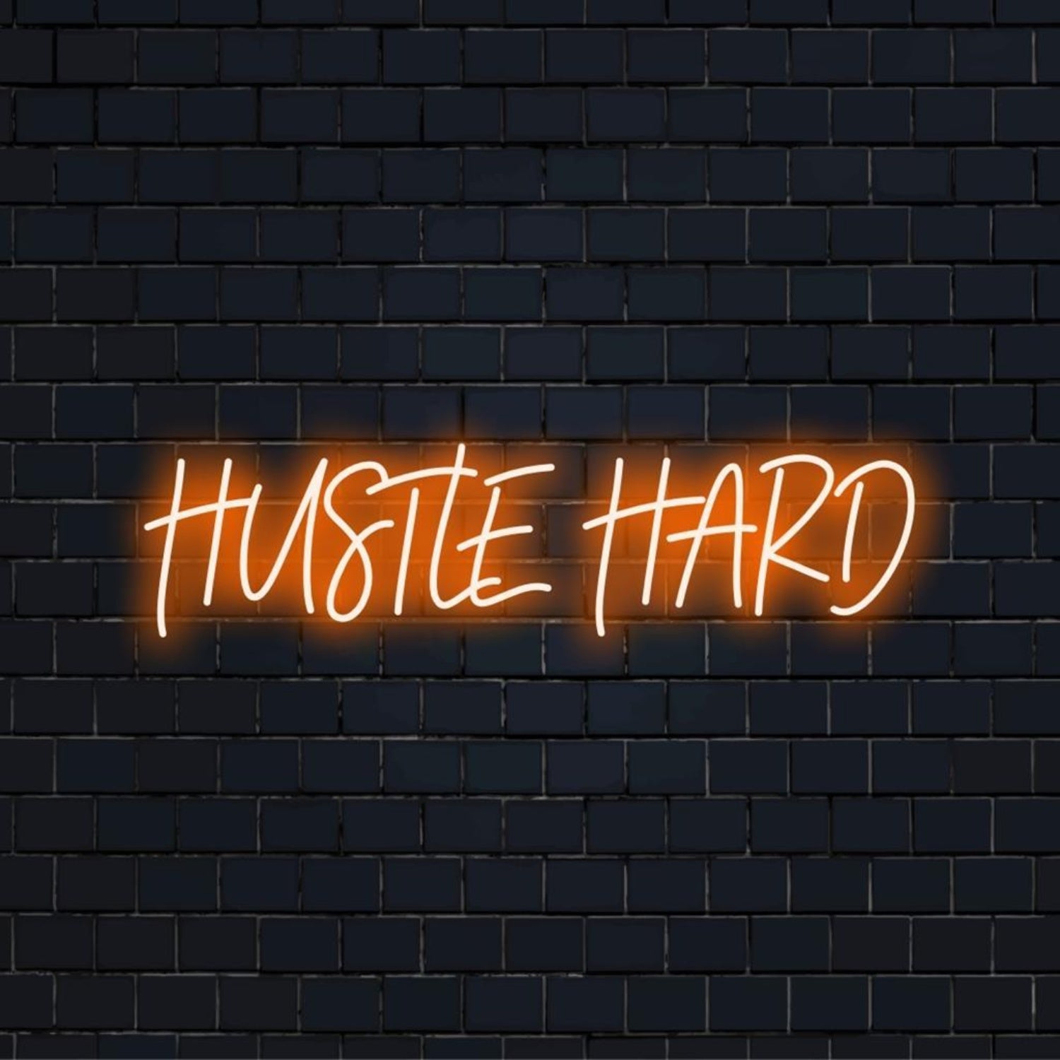 Hustle Hard Led Neon Sign Warm Orange Text Industrial Wall Decor Studio | Shineneon