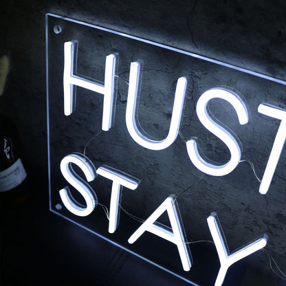 Hustle Hard Stay Humble White Led Neon Sign - Shineneon