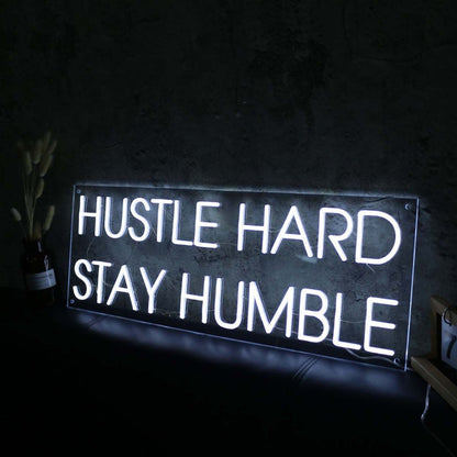 Hustle Hard Stay Humble White Led Neon Sign - Shineneon