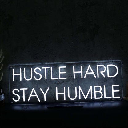 Hustle Hard Stay Humble White Led Neon Sign - Shineneon