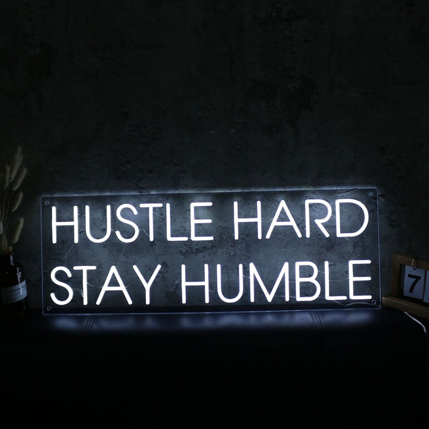 Hustle Hard Stay Humble White Led Neon Sign - Shineneon