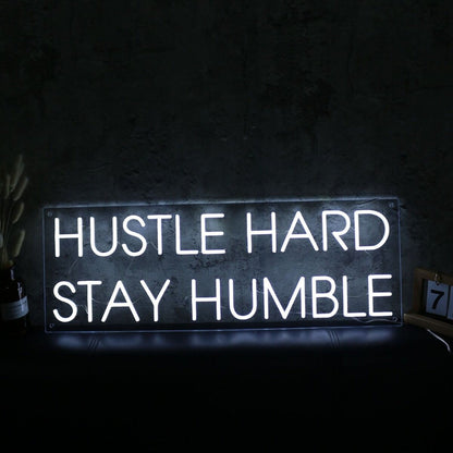 Hustle Hard Stay Humble White Led Neon Sign - Shineneon