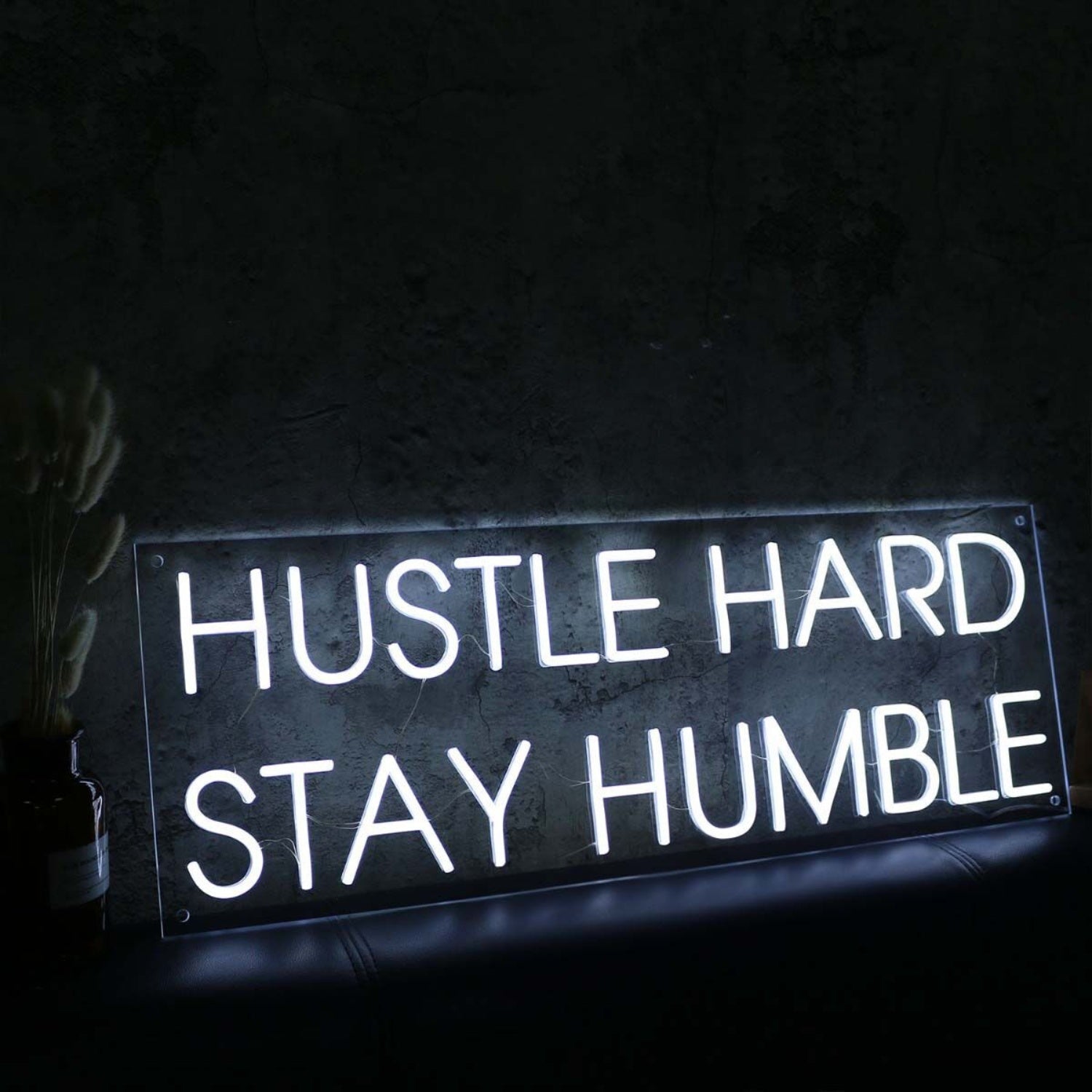 Hustle Hard Stay Humble White Led Neon Sign - Shineneon