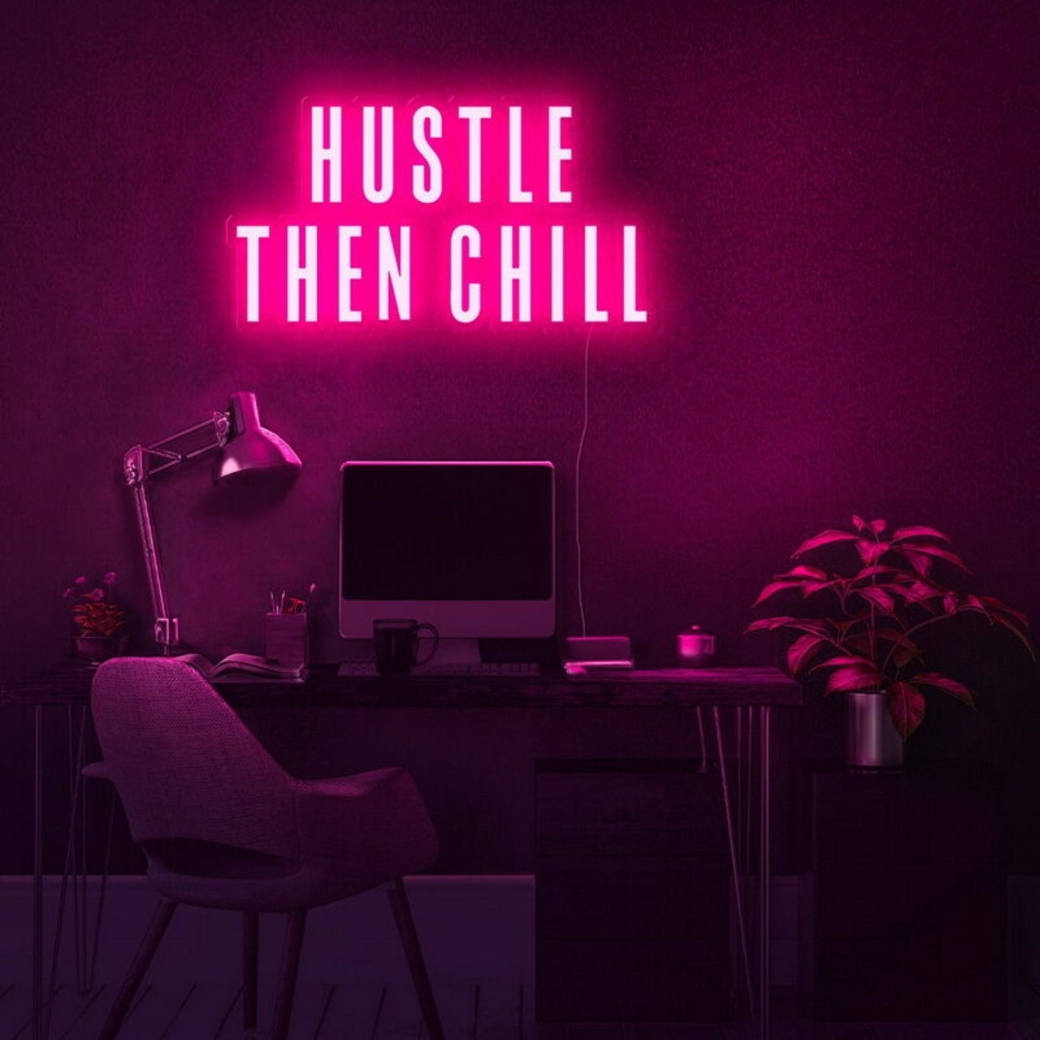 Hustle Then Chill Led Neon Sign For Balanced And Productive Environments | Shineneon