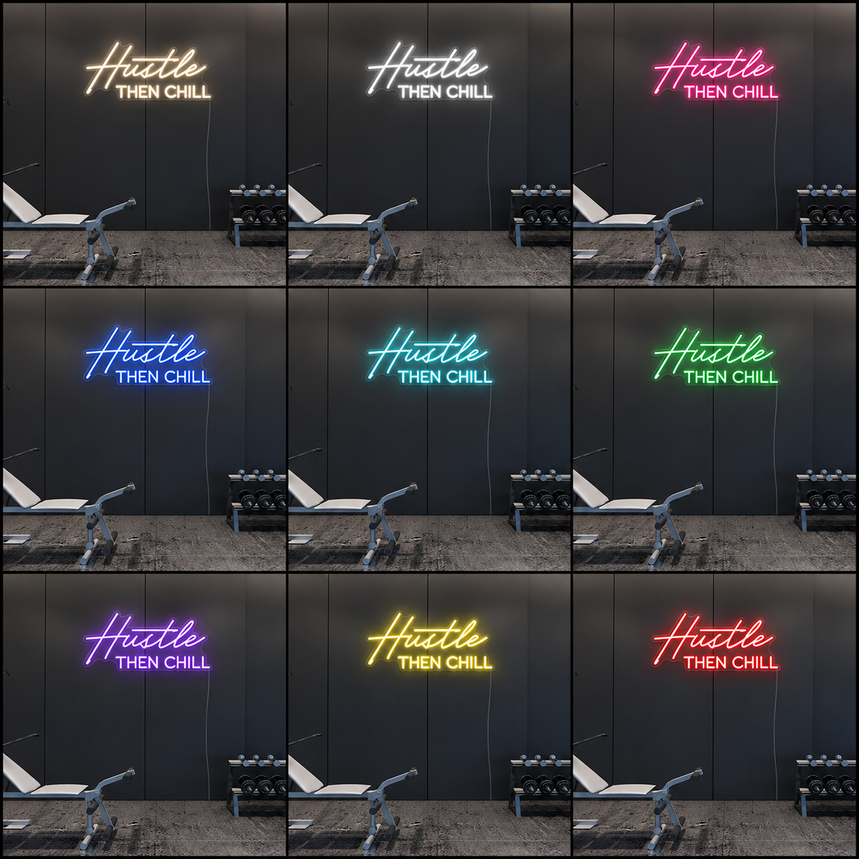 Hustle Then Chill LED Neon Sign Wall Neon Sign - 05 Color Grid