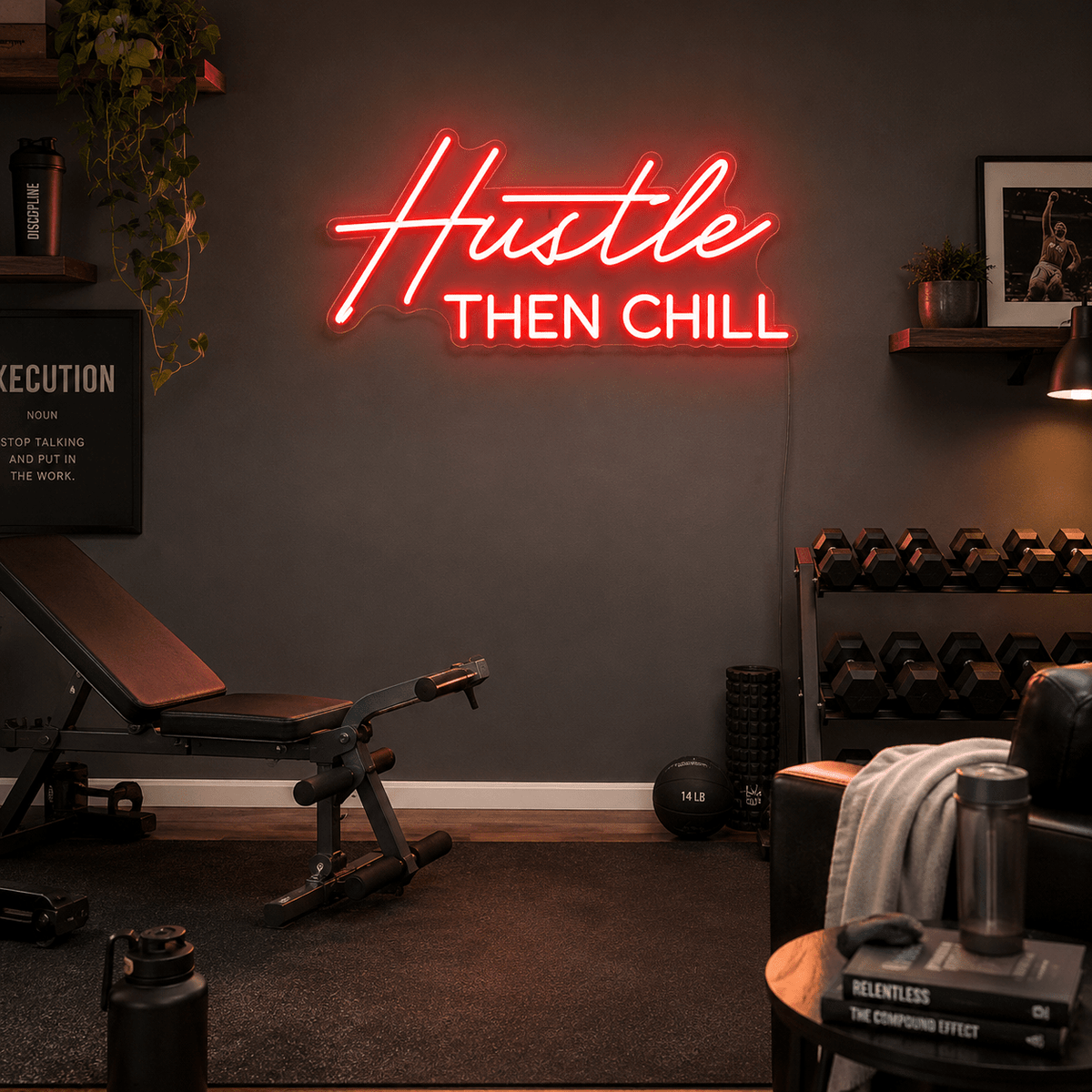 Hustle Then Chill LED Neon Sign Wall Neon Sign - Shineneon