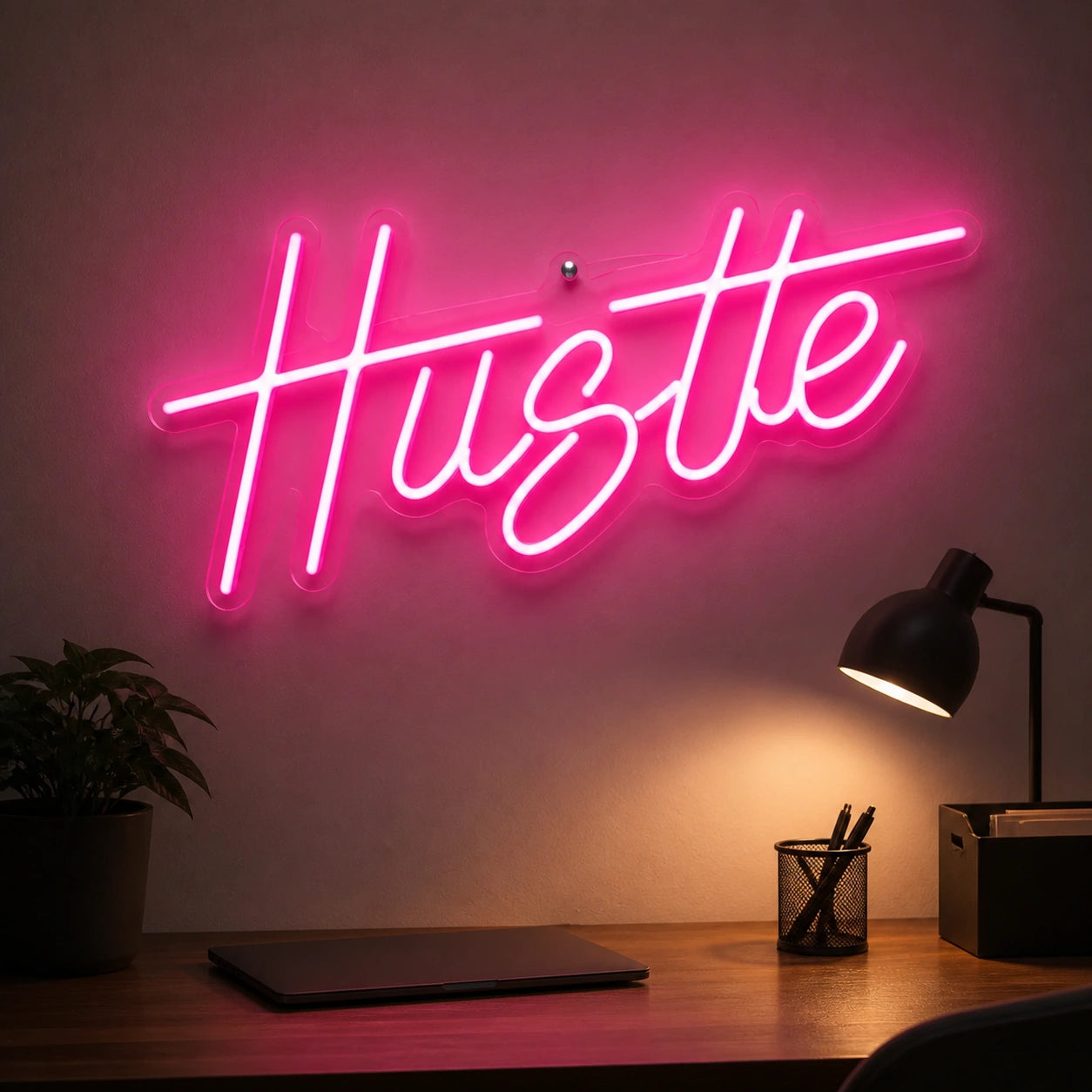 Hustle Vintage LED Neon Sign real lifestyle scene