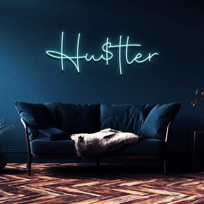 Hustler Light Blue Script Led Neon Sign For Modern Home Decor | Shineneon