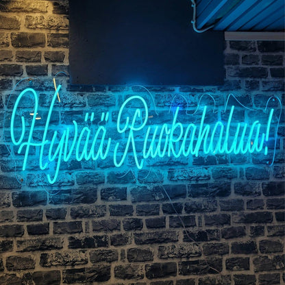 Hyvaa Ruokahalua Led Neon Sign Blue Finnish Dining Decor | Shineneon