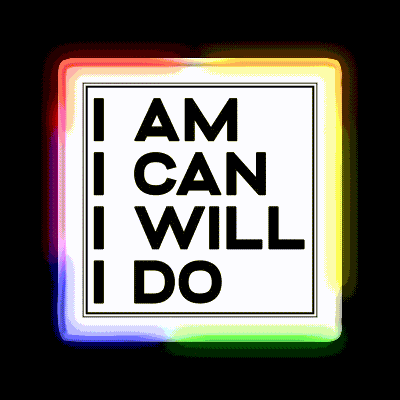 I Am I Can I Will I Do Gym Fitness Led Neon Sign Rgb Color - LED neon sign close-up detail