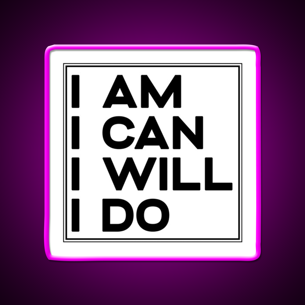 I Am I Can I Will I Do Gym Fitness Led Neon Sign Rgb Color - Neon sign mounted on wall in room