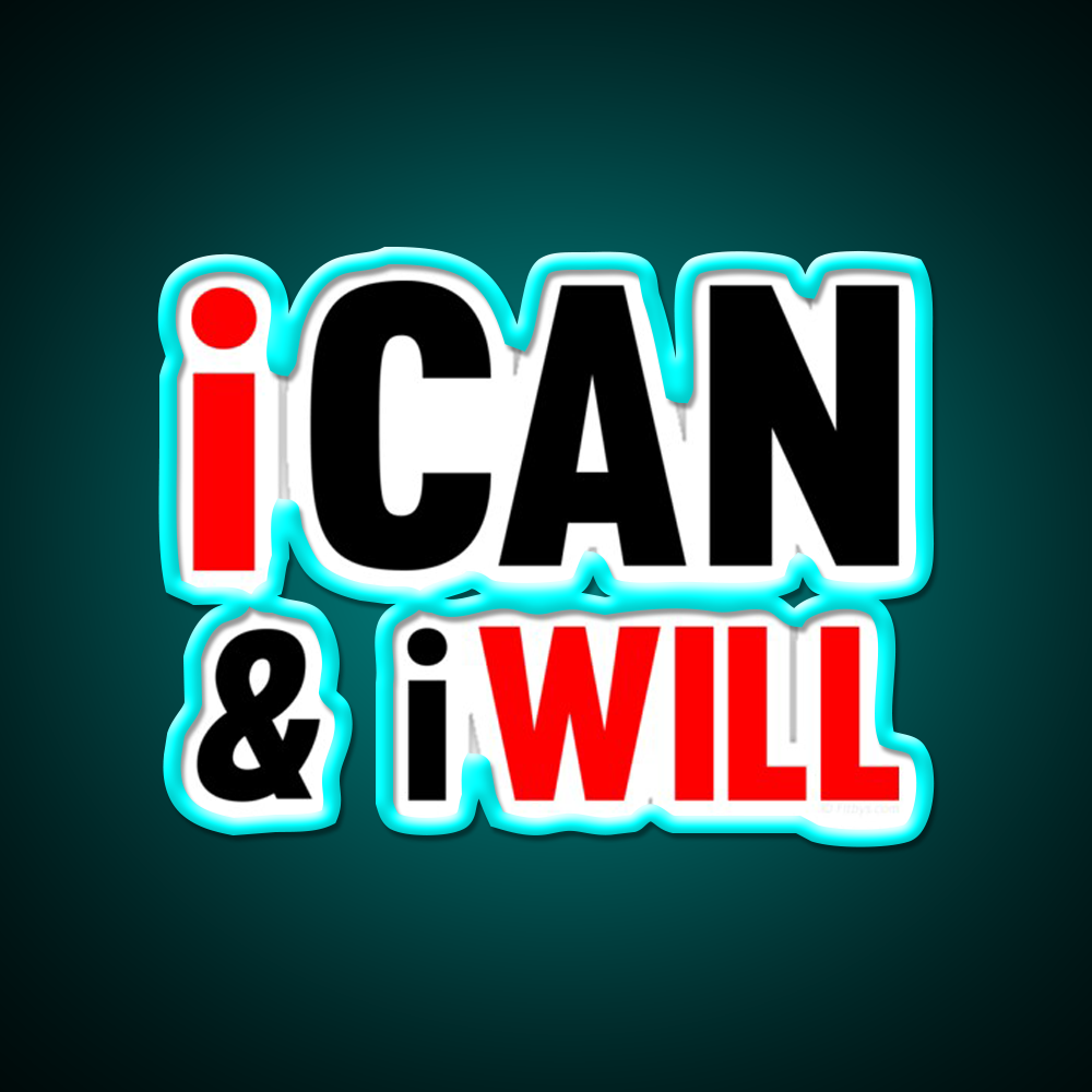 I Can And I Will Gym Fitness Led Neon Sign Rgb Color - Size and dimension reference