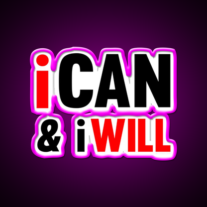 I Can And I Will Gym Fitness Led Neon Sign Rgb Color - Neon sign mounted on wall in room