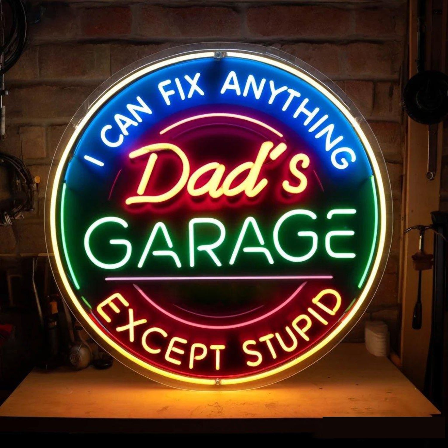 I Can Fix Anything Except Stupid Multicolor Led Neon Sign For Dads Garage | Shineneon