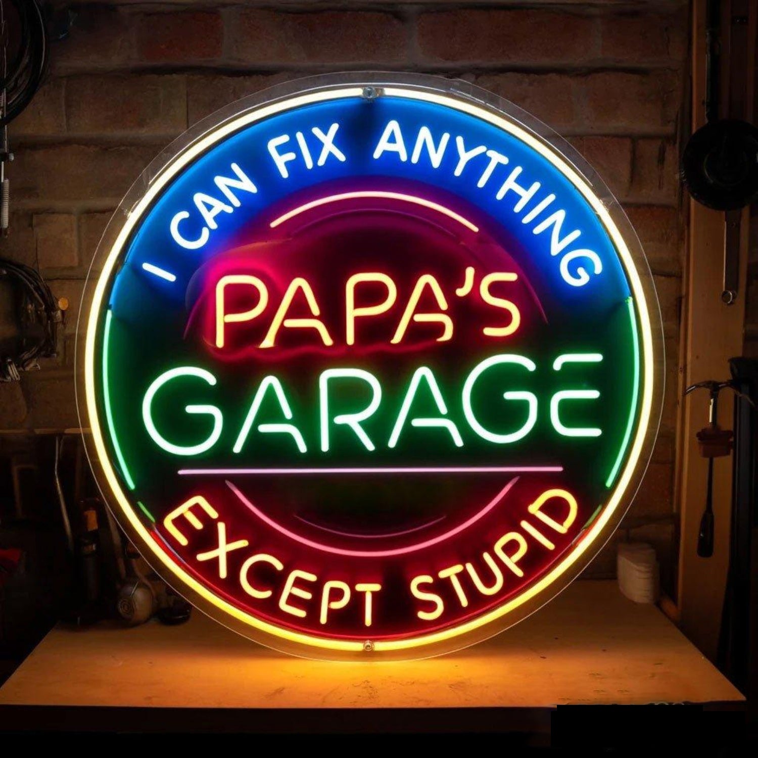 I Can Fix Anything Except Stupid Multicolor Led Neon Sign For Dads Garage | Shineneon