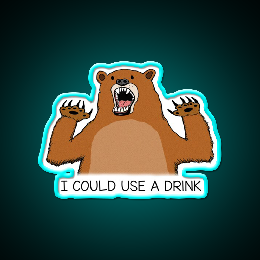 I Could Use A Drink Bear Man Cave Bar Led Neon Sign Rgb Color