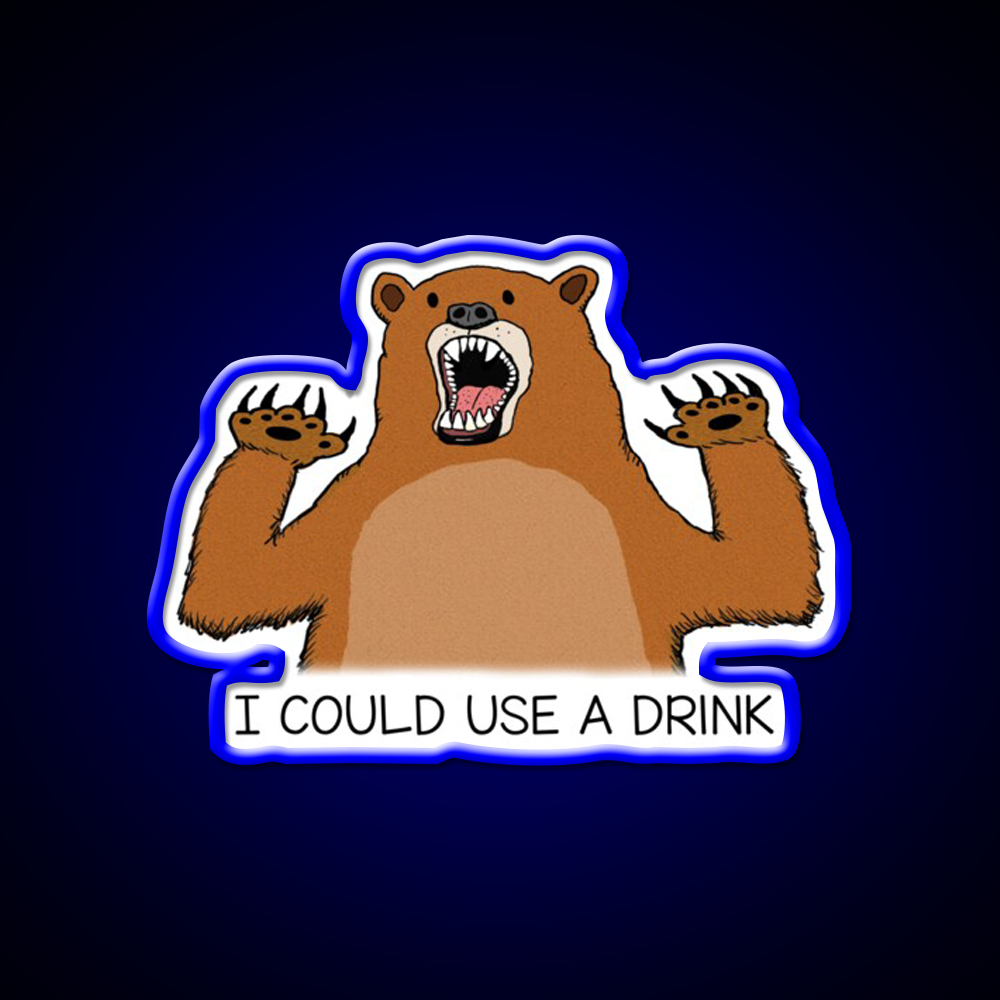 I Could Use A Drink Bear Man Cave Bar Led Neon Sign Rgb Color