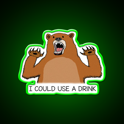 I Could Use A Drink Bear Man Cave Bar Led Neon Sign Rgb Color