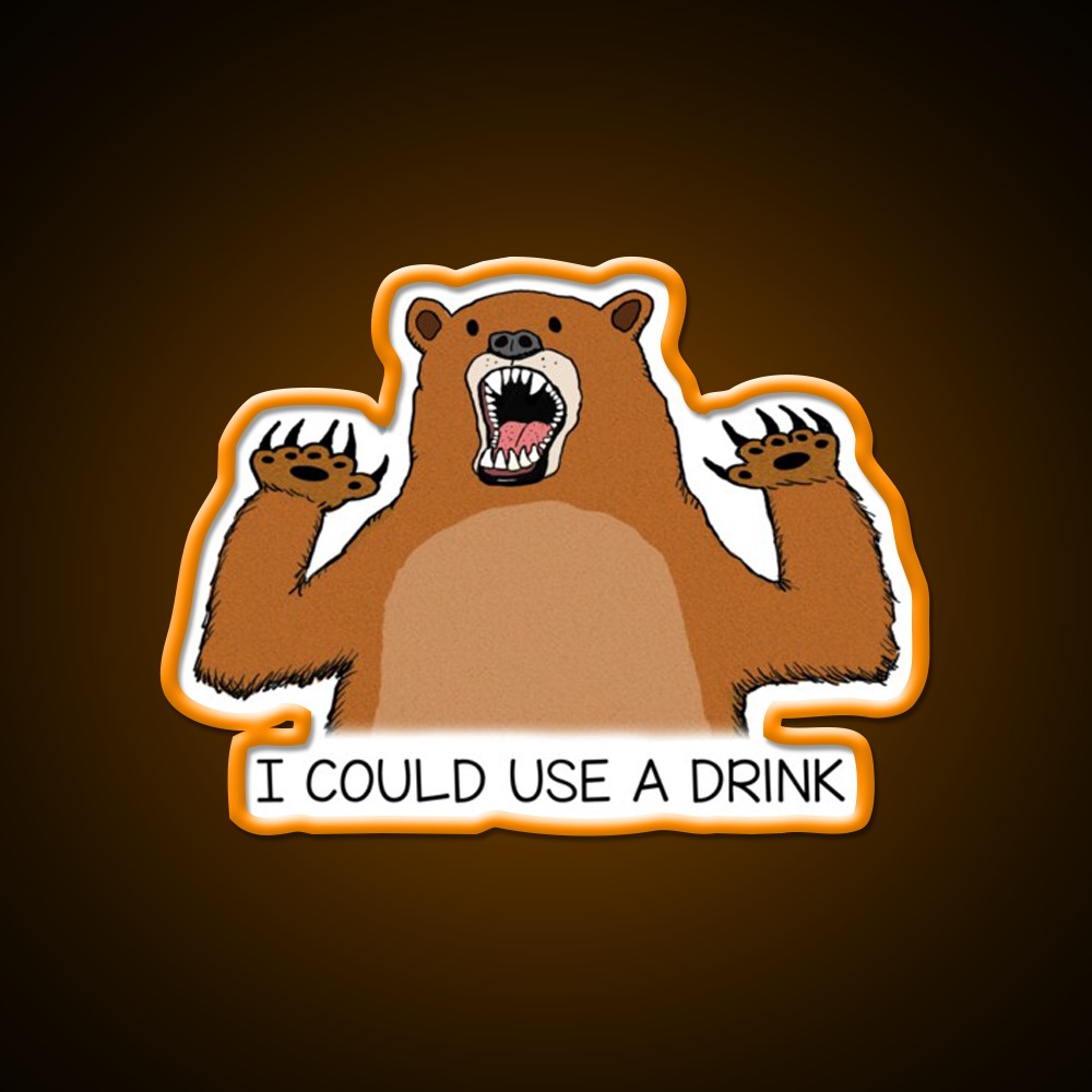 I Could Use A Drink Bear Man Cave Bar Led Neon Sign Rgb Color