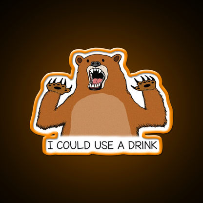 I Could Use A Drink Bear Man Cave Bar Led Neon Sign Rgb Color