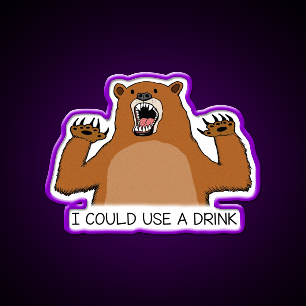 I Could Use A Drink Bear Man Cave Bar Led Neon Sign Rgb Color