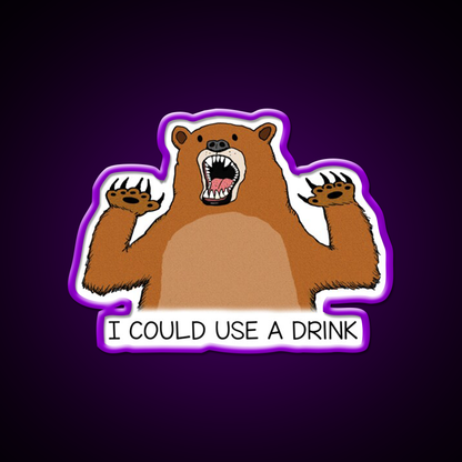 I Could Use A Drink Bear Man Cave Bar Led Neon Sign Rgb Color
