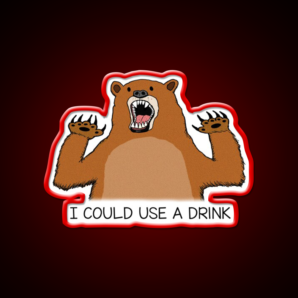 I Could Use A Drink Bear Man Cave Bar Led Neon Sign Rgb Color