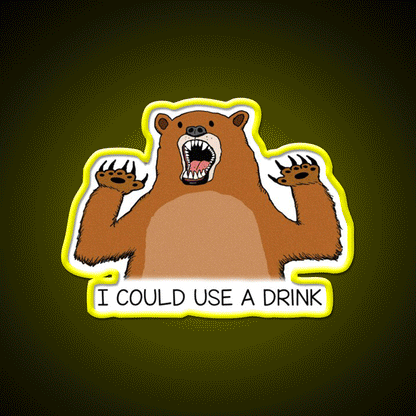 I Could Use A Drink Bear Man Cave Bar Led Neon Sign Rgb Color