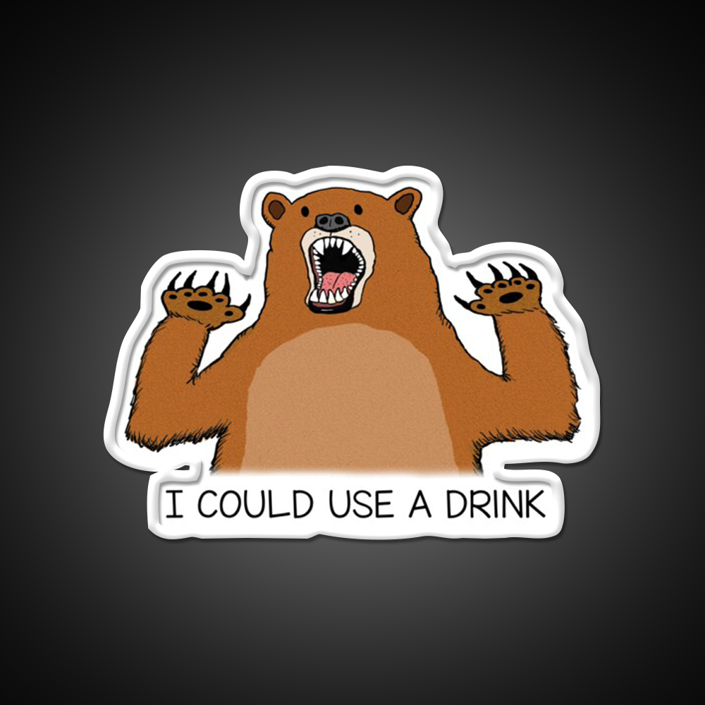 I Could Use A Drink Bear Man Cave Bar Led Neon Sign Rgb Color