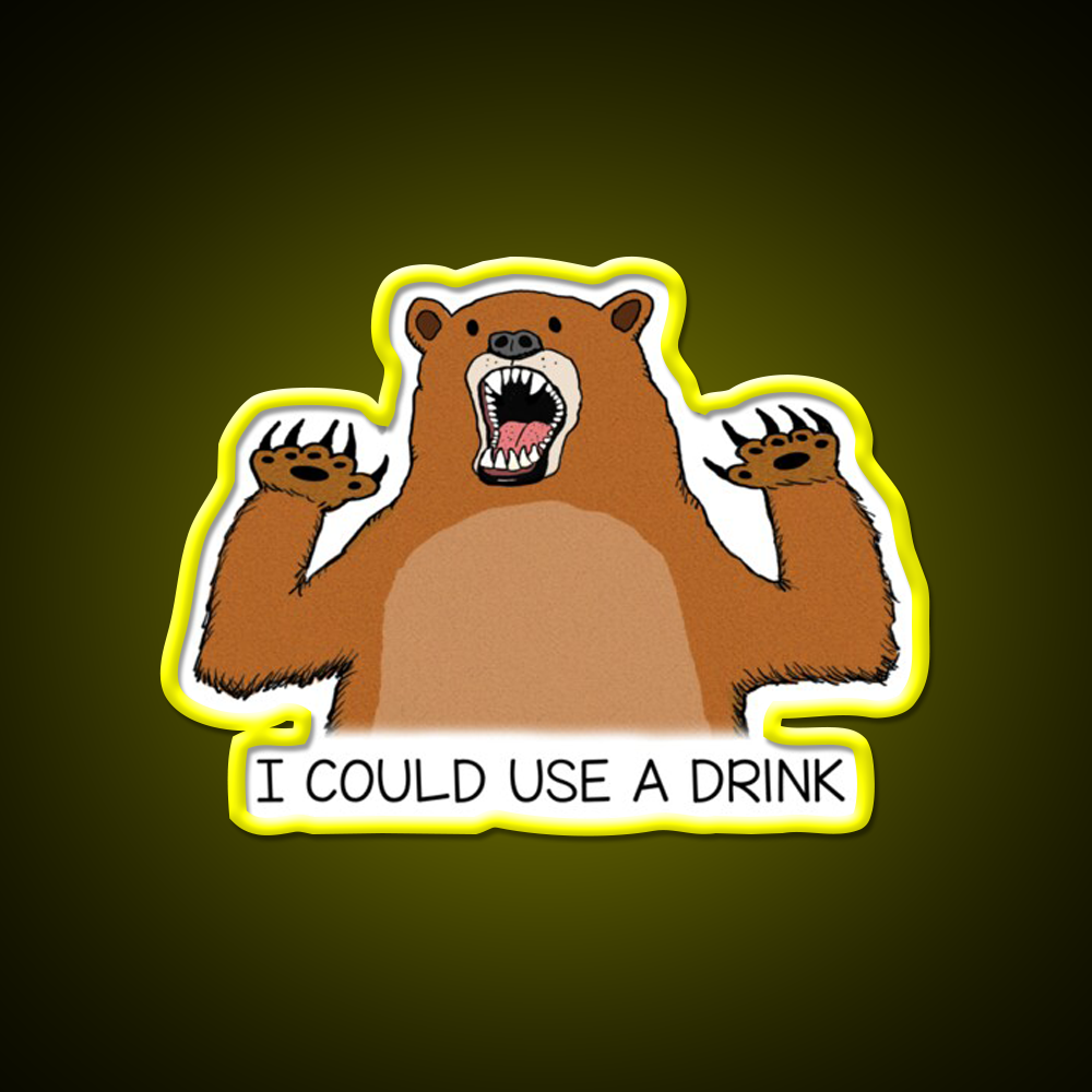 I Could Use A Drink Bear Man Cave Bar Led Neon Sign Rgb Color