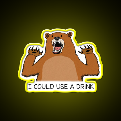 I Could Use A Drink Bear Man Cave Bar Led Neon Sign Rgb Color