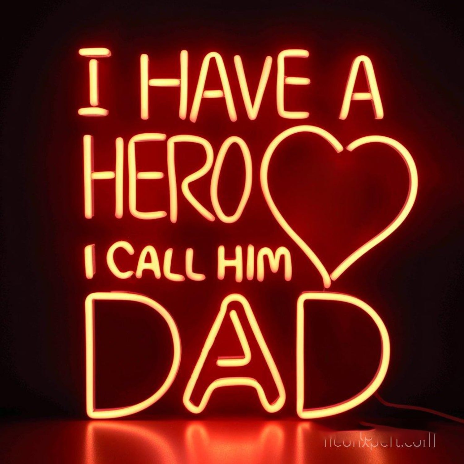 I Have A Hero I Call Him Dad Heart Led Neon Sign Fathers Day Home Decor ...