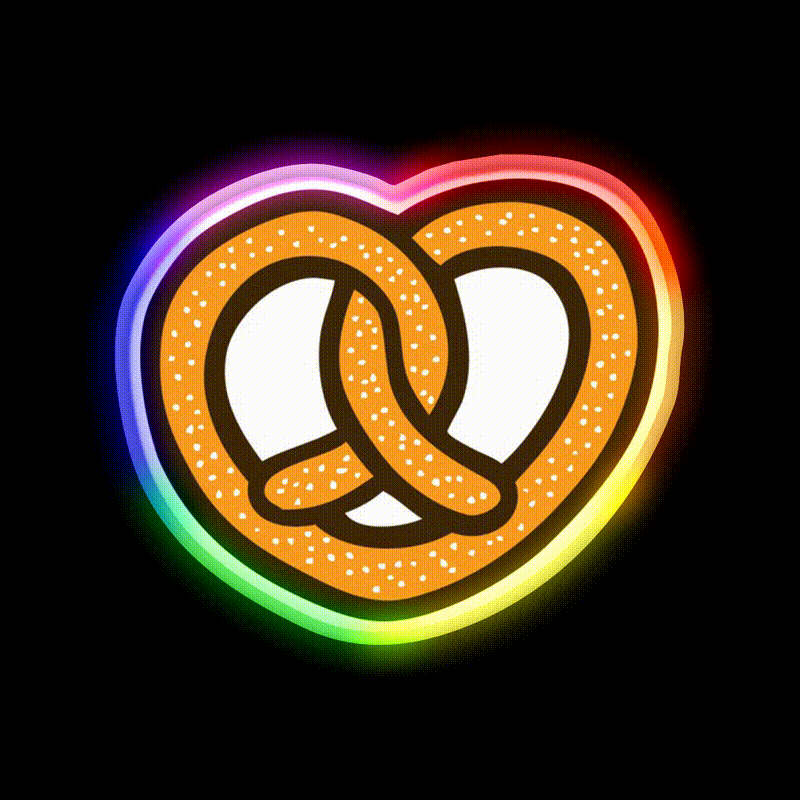 I Heart Pretzels Pattern Snack Food Led Neon Sign Rgb Color - LED neon sign close-up detail