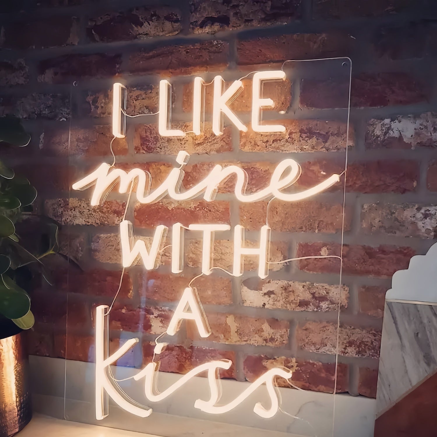 I Like Mine With A Kiss Radiant Neon Sign | Shineneon