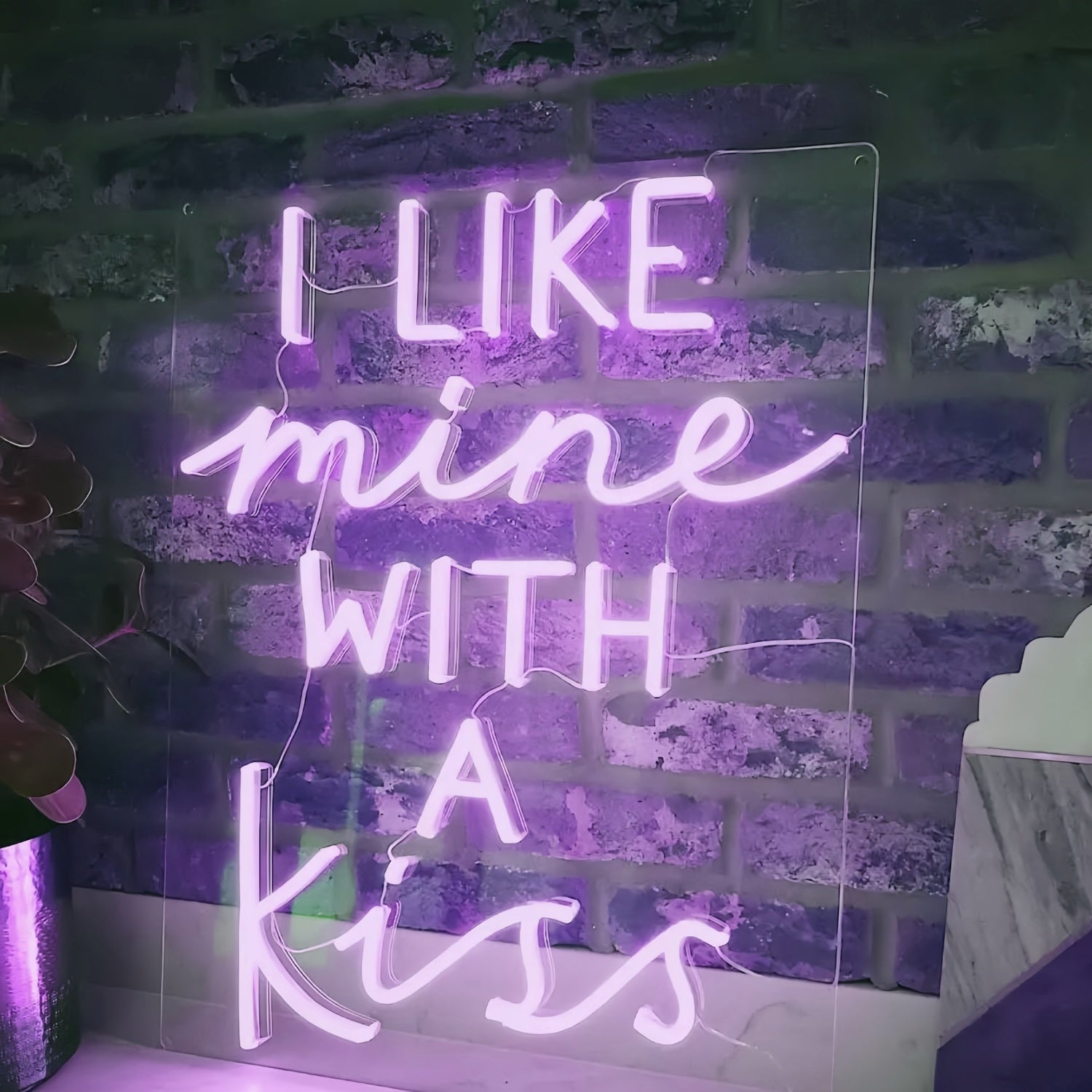 I Like Mine With A Kiss Radiant Neon Sign | Shineneon