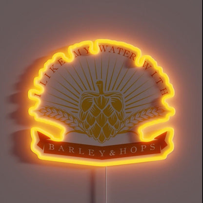I Like My Water With Barley And Hops Beer Alcohol Rgb Led Neon Sign - Shineneon