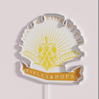 I Like My Water With Barley And Hops Beer Alcohol Rgb Led Neon Sign - Shineneon