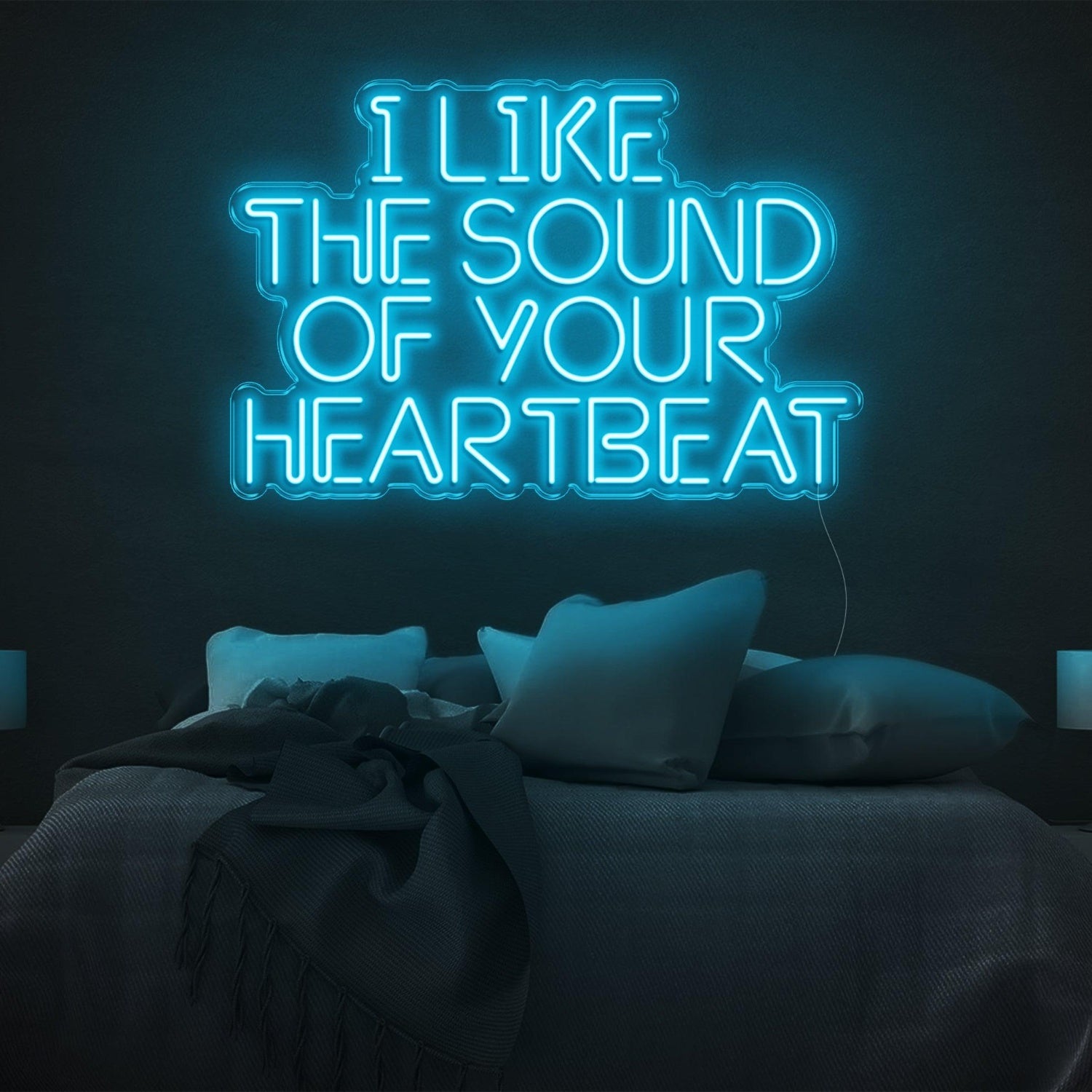I Like The Sound Of Your Heartbeat Teal Blue Led Neon Sign For Bedroom Decor | Shineneon