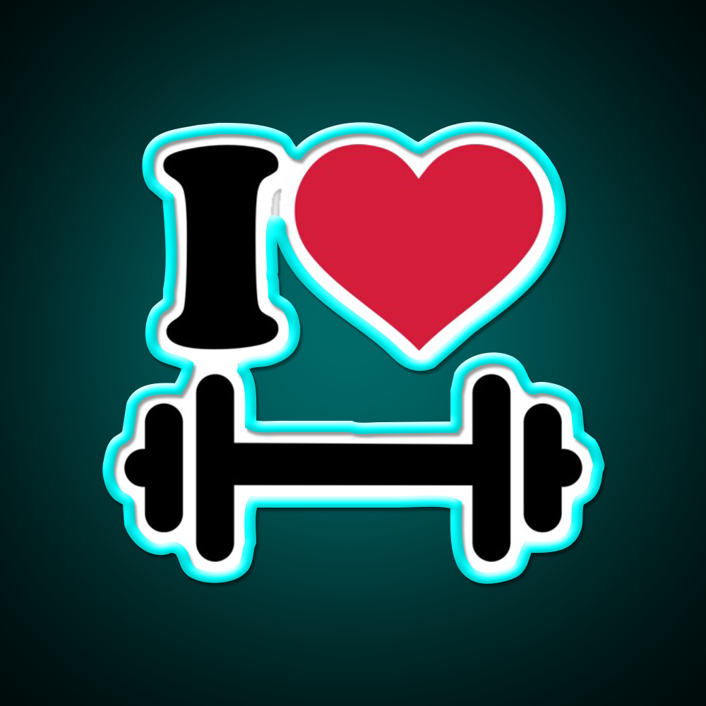I Love Barbell Dumbbell Gym Fitness Led Neon Sign Rgb Color