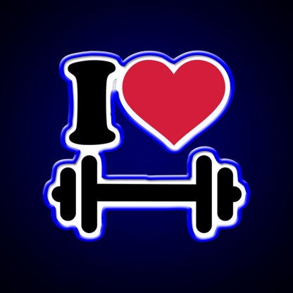 I Love Barbell Dumbbell Gym Fitness Led Neon Sign Rgb Color