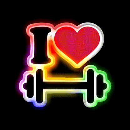 I Love Barbell Dumbbell Gym Fitness Led Neon Sign Rgb Color