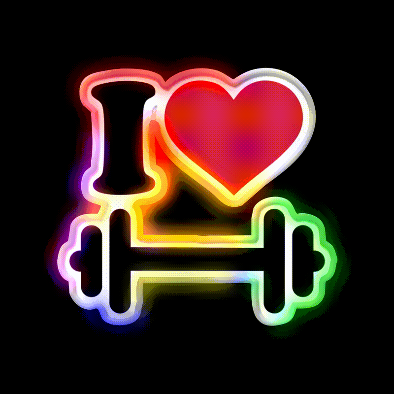 I Love Barbell Dumbbell Gym Fitness Led Neon Sign Rgb Color