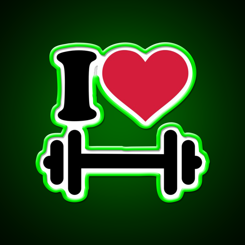 I Love Barbell Dumbbell Gym Fitness Led Neon Sign Rgb Color