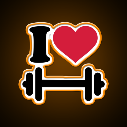 I Love Barbell Dumbbell Gym Fitness Led Neon Sign Rgb Color