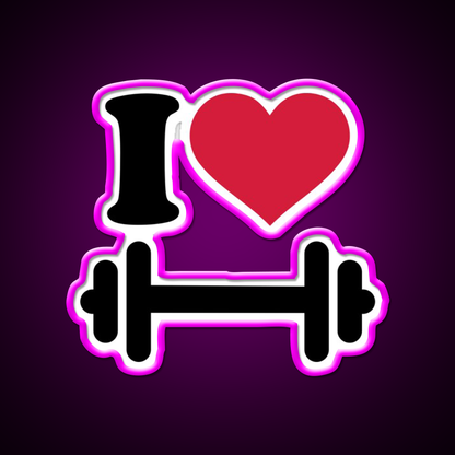 I Love Barbell Dumbbell Gym Fitness Led Neon Sign Rgb Color