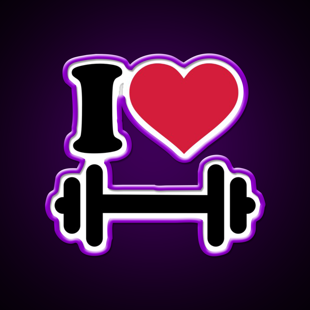 I Love Barbell Dumbbell Gym Fitness Led Neon Sign Rgb Color